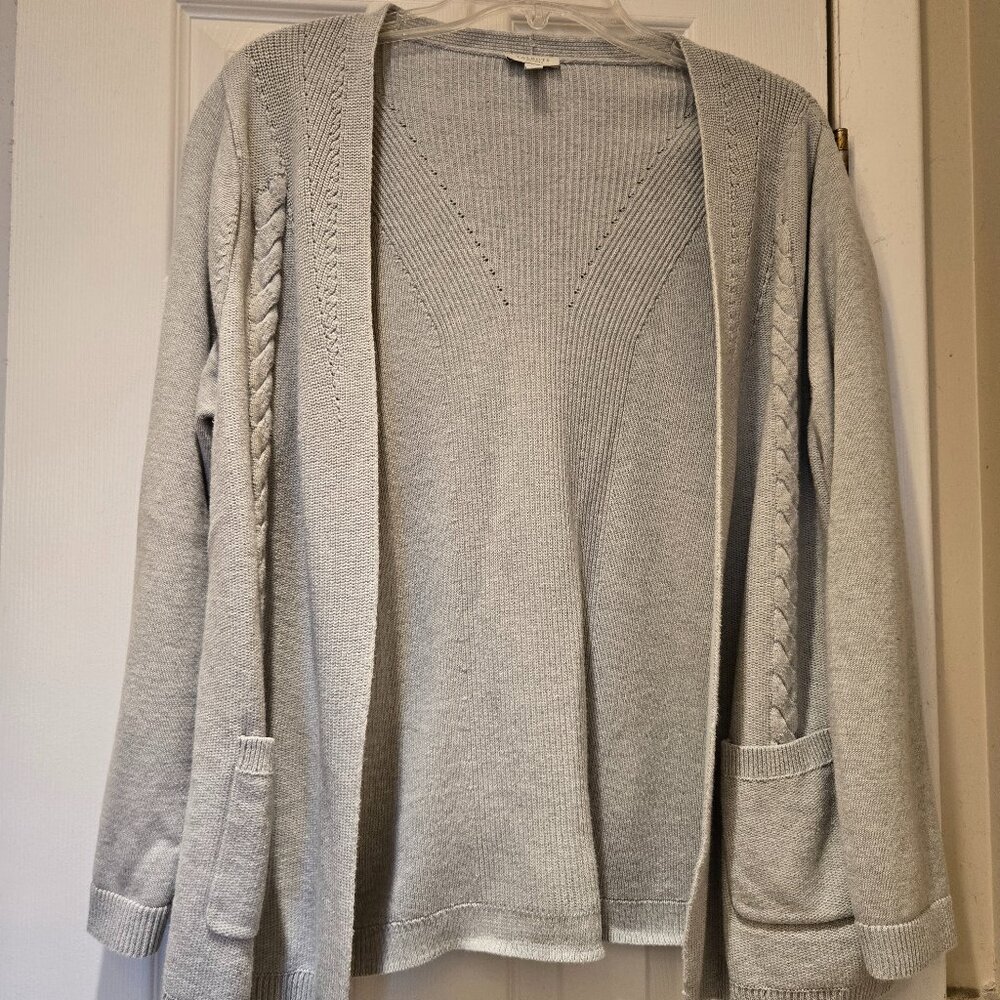 Talbots Petite grey open cardigan sweater size XLp FREE SHIPPING